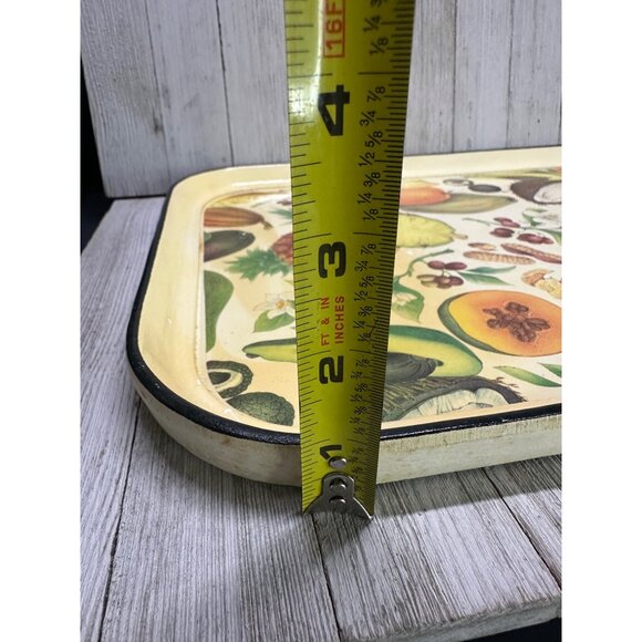 Vintage Wooden Serving Tray Fruit Italy Made Decorative Platter 16.5" x 12.5" - Picture 7 of 7